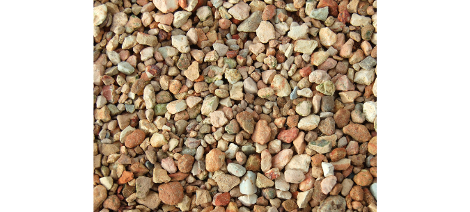 pea gravel, pictured for reference for use as a place for dog to pee